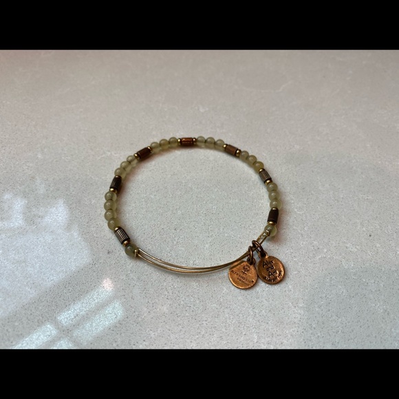 Alex and Ani Bead Bangle Bracelet in Gold Taupe - Picture 2 of 4
